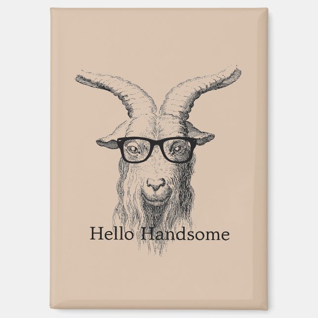 Imán Cabra Hipster con Gafas (Anverso)