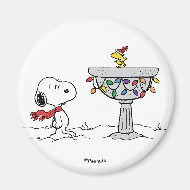 Imán Cacahuetes | Baño de aves congelado Snoopy & Woods (Frente)