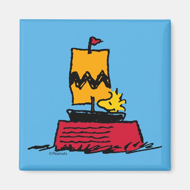 Imán Cacahuetes | Barco de vela de Woodstock Snoopy Dis (Frente)