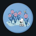 Imán Cacahuetes | Jardín de flores Snoopy & Woodstock<br><div class="desc">Mira este divertido diseño de maní con Snoopy y Woodstock.</div>