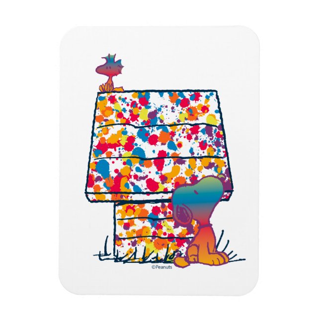 Imán Cacahuetes | Pintura arcoiris de Snoopy y Woodstoc (Vertical)