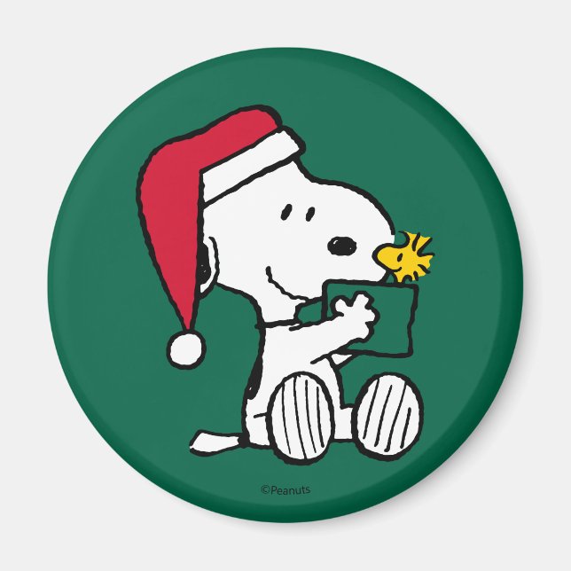 Imán Cacahuetes | Regalo Snoopy Santa & Woodstock (Frente)
