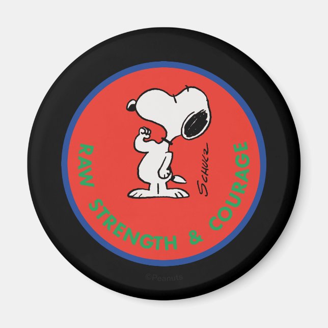 Imán Cacahuetes | Snoopy Raw Strength & Courage Badge (Frente)