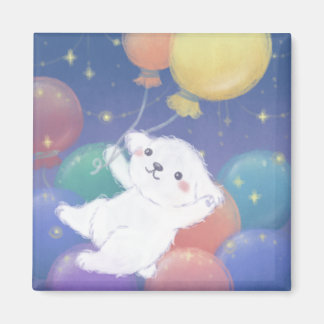 Imán Cachorro Adorable con Globos y Estrellas