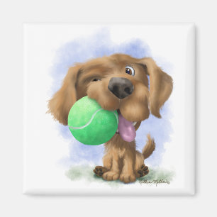 Imán Cachorro Adorable Con Pelota De Tenis caricatura