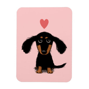 Imán Cachorro Adorable de Pelo Largo Dachshund con Cora