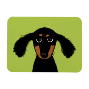 Imán Cachorro Adorable de Pelo Largo de Dachshund