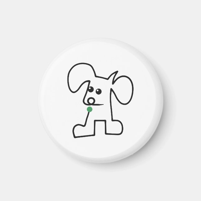 Imán Cachorro Adorable en una Línea con una Bola Verde (Frente)