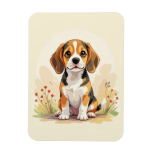 Imán Cachorro Beagle Tricolor Blanco Negro y Canela Ado