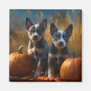 Imán Cachorro Blue Heeler Otoño Delicia Calabaza