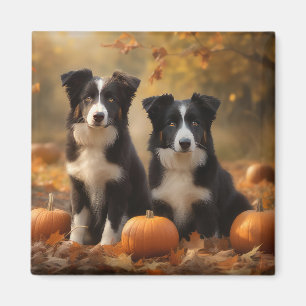 Imán Cachorro Border Collie Otoño Delicia Calabaza