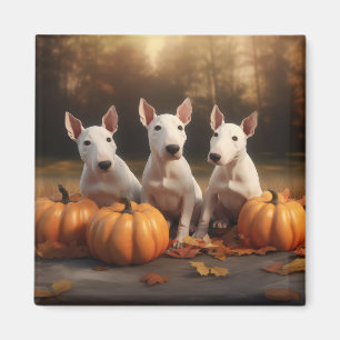 Imán Cachorro Bull Terrier Otoño Delicia Calabaza