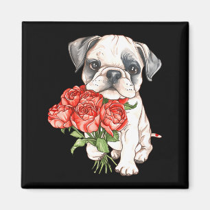 Imán Cachorro bulldog adorable de acuarela sosteniendo