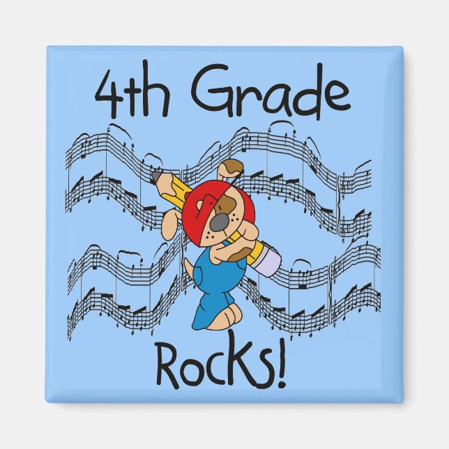 Imán Cachorro con lápiz de 4º grado (Frente)