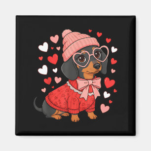 Imán Cachorro Dachshund Adorable Día de San Valentín Co
