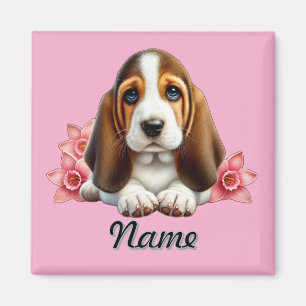 Imán Cachorro de anillos con flores personalizado