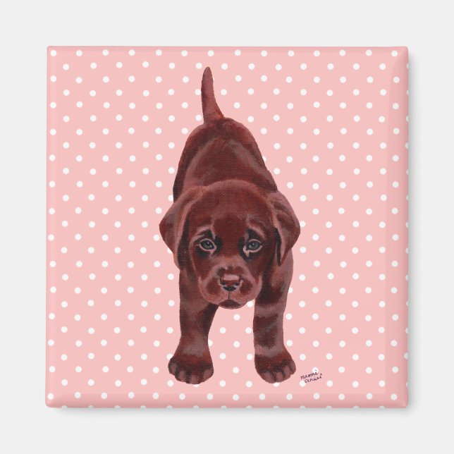 Imán Cachorro de chocolate Labrador (Frente)