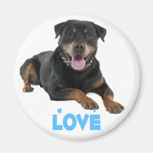 Imán cachorro de dibujos animados rottweiler marrón y n