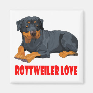 Imán cachorro de dibujos animados rottweiler marrón y n