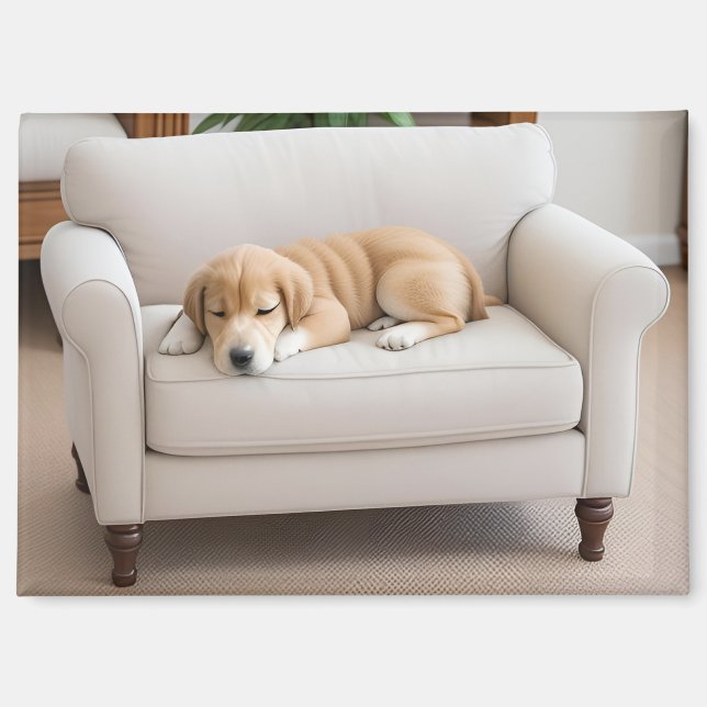 Imán Cachorro de Golden Retriever Durmiendo (Anverso)