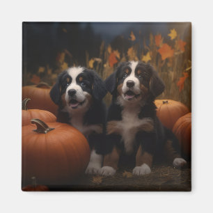 Imán Cachorro de Montaña Bernés Otoño Delicia Calabaza