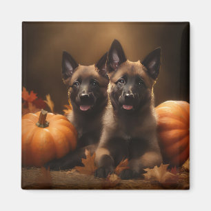 Imán Cachorro de Pastor Belga Delicia de Otoño Calabaza