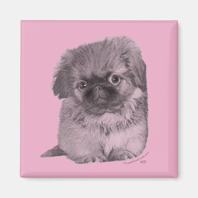 Imán Cachorro de Pekín en Rosa (Frente)