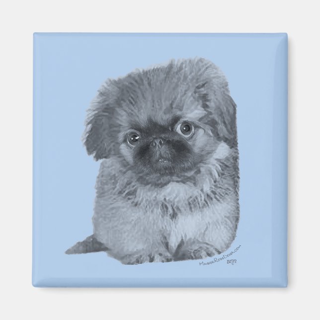 Imán Cachorro de Pekinés Azul (Frente)