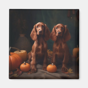 Imán Cachorro de Setter Rojo Irlandés Delicia de Otoño 