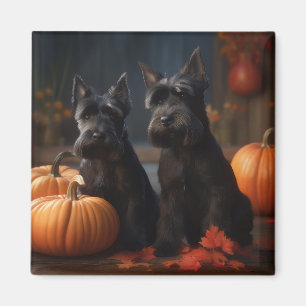 Imán Cachorro de Terrier Escocés Otoño Delicia Calabaza