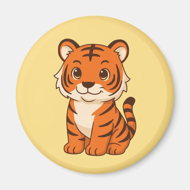 Imán Cachorro de Tigre Adorable en Amarillo (Frente)