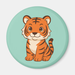 Imán Cachorro de Tigre Adorable en Verde