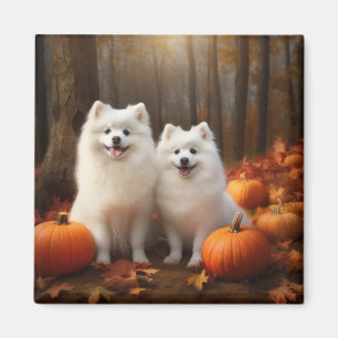 Imán Cachorro Eskimo Americano Otoño Delicia Calabaza