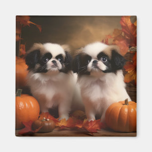 Imán Cachorro Japanese Chin Otoño Delicia Calabaza 