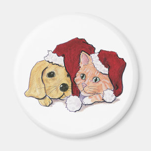Imán Cachorro labrador de Navidad lindo y atigrado nara