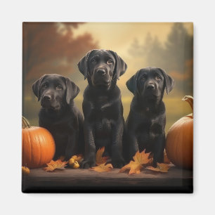 Imán Cachorro Labrador Otoño Delicia Calabaza