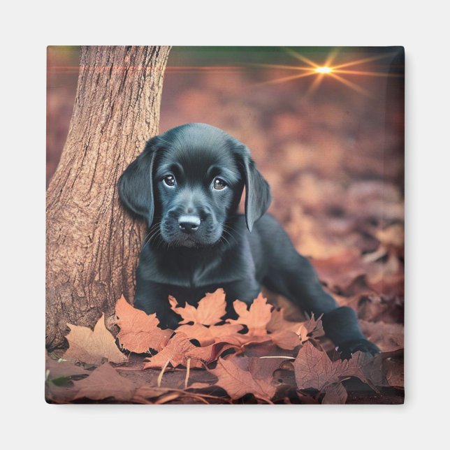 Imán Cachorro negro de laboratorio (Frente)