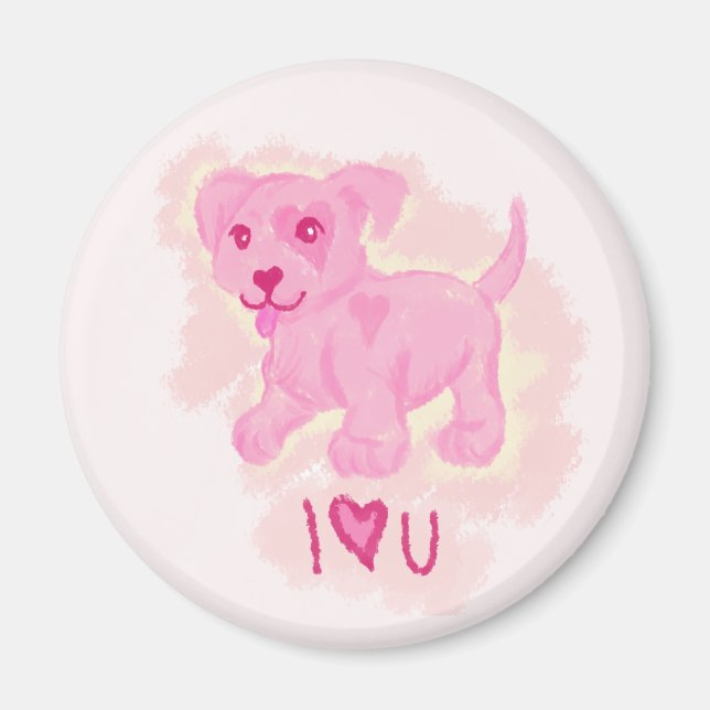 Imán Cachorro rosa (Frente)