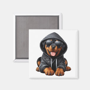Imán Cachorro Rottweiler con sudadera con capucha