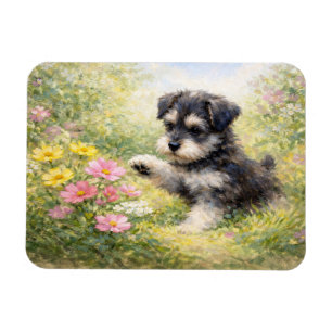 Imán Cachorro Schnauzer Flores de Primavera Flexibles