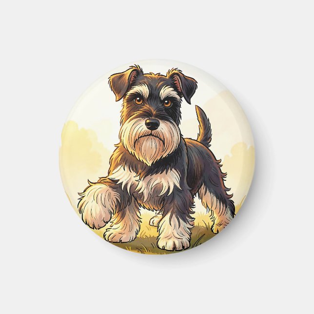 Imán Cachorro Schnauzer sal y pimienta lindo  (Frente)