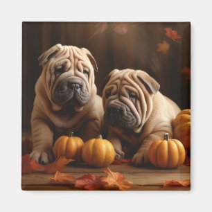 Imán Cachorro Shar Pei Delicia de Otoño Calabaza
