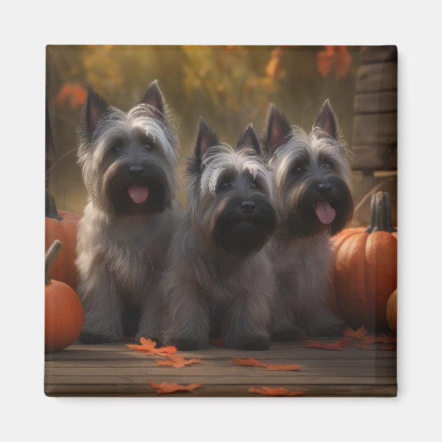 Imán Cachorro Skye Terrier Otoño Delicia Calabaza  (Frente)