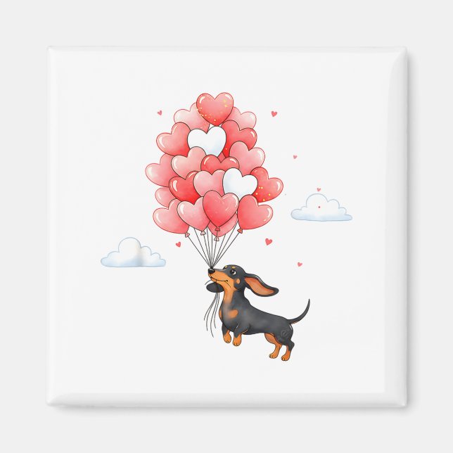 Imán Cachorro Valentino Corazón Globo Perro Amante  (Frente)