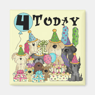 Imán Cachorros 4º cumpleaños Camisetas y regalos