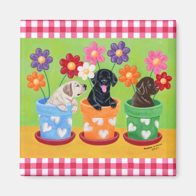 Imán Cachorros de Flor Pot Labrador (Frente)
