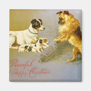 Imán Cachorros en la paja, postal victoriana