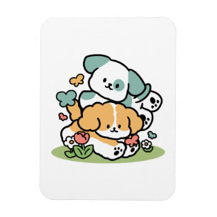 Imán Cachorros felices entrando en mayo - Arte de perro