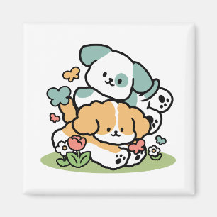 Imán Cachorros felices entrando en mayo - Arte de perro