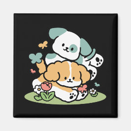 Imán Cachorros felices entrando en mayo - Arte de perro